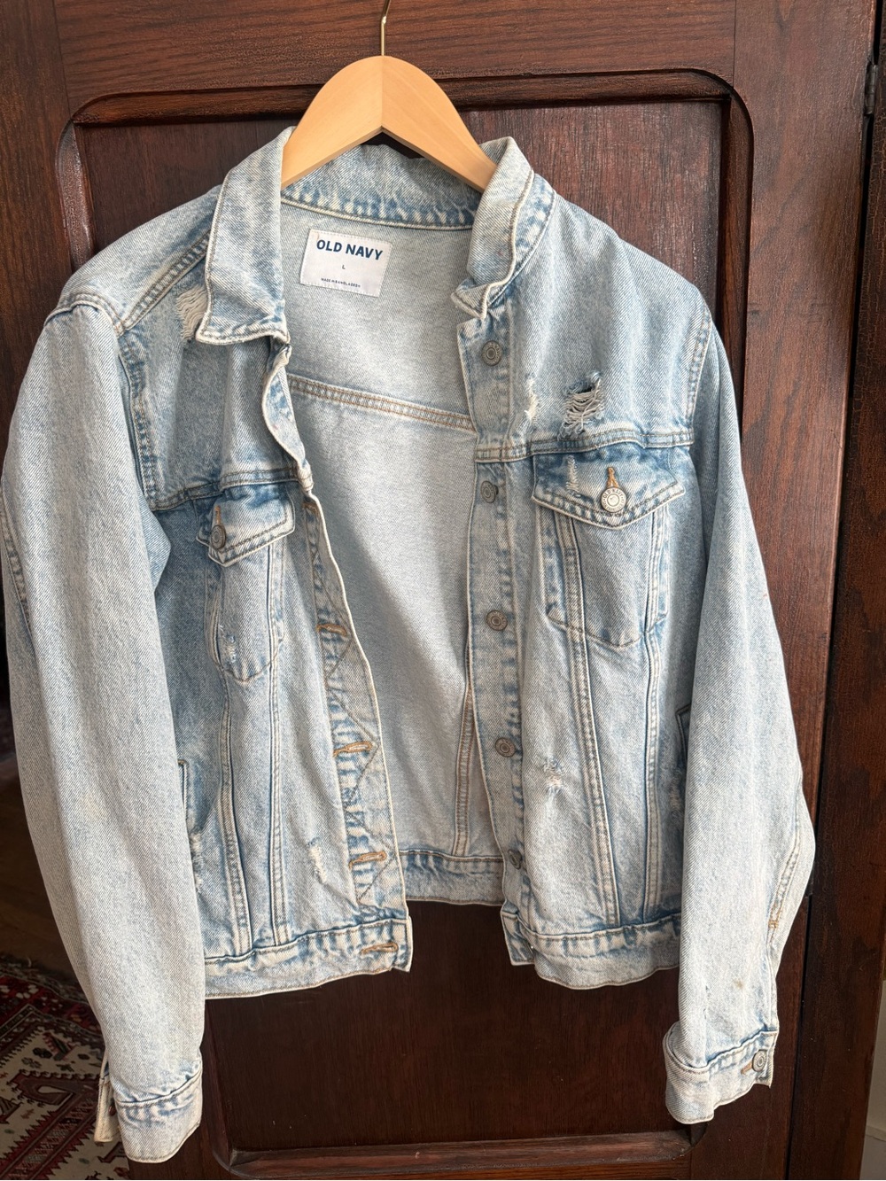 Old Navy Pale Blue Distressed Denim Jacket